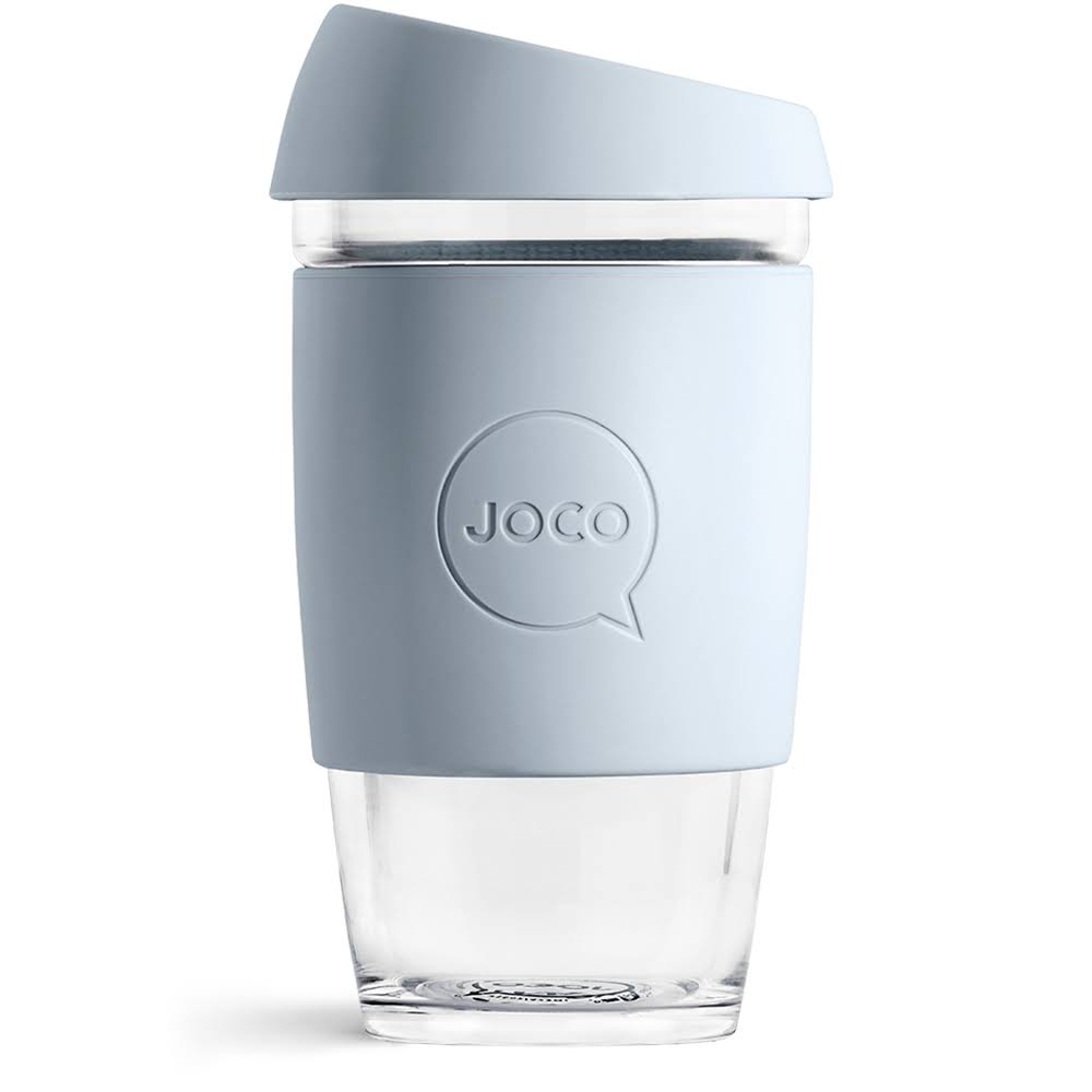 efb468e91b71a9b638c40024012ae4f2fdc568c75d3f29c56eccdbb9f3408292.jpg Joco - Reusable Glass Travel Cup - 455ml - Vintage Blue - Image 1