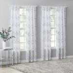 Mainstays Modern Gray Geometric Rod Pocket Sheer Curtain Set, 28 inch x 84 inch (4 Panels)