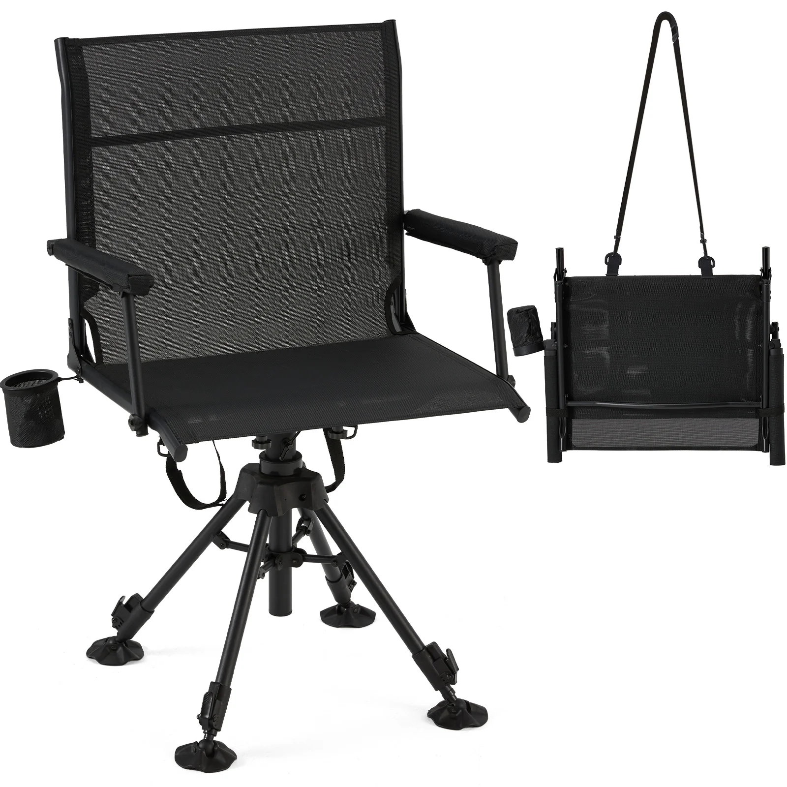 f004330ec6c2f1df136d108331b588775edd3ad981d6e51542447dcdef1751b8.webp AECOJOY Lightweight Hunting Chair Without Cushion, Foldable & Rotating, Quiet Design for Deer Blind - Image 1