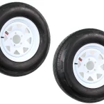 2 - Pack Radial Trailer Tire on Rim ST205/75R14 LRD 14" 5 Lug Spoke Wheel White