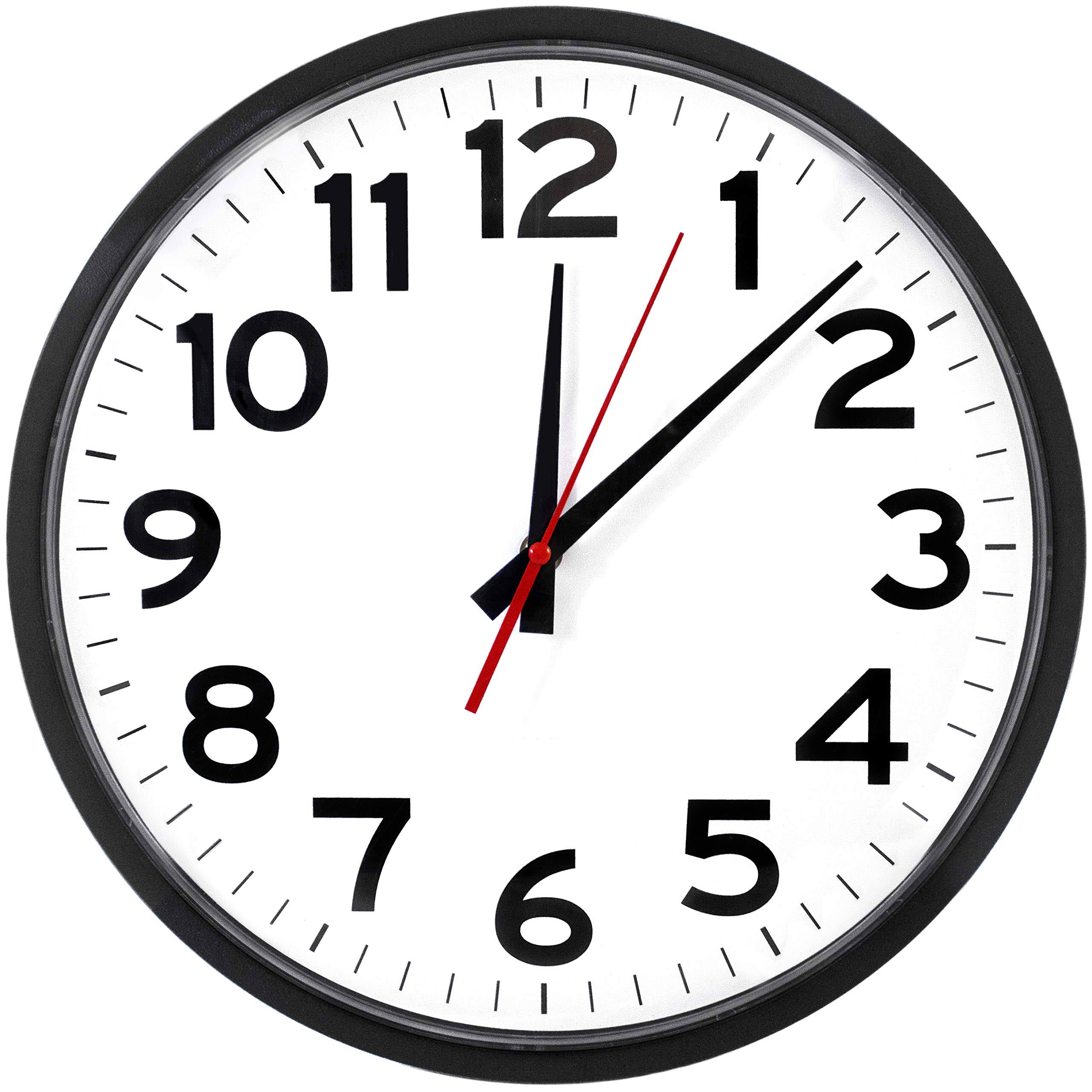 f01dd64a643bb05f018a8dad7d2b313b62f75a26f5489e38ecf61bf4757a52e8.jpg The Ultimate Wall Clock - 14" Atomic, Black, Easy to Read, Black - Image 1