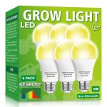 mfxmf 6 Pack LED Grow Light Bulb A19 Bulb, Full Spectrum Plant Light Bulb, 9W E26 Grow Bulb Replace Up to 80W, Grow Light for Indoor Plants, Flowers