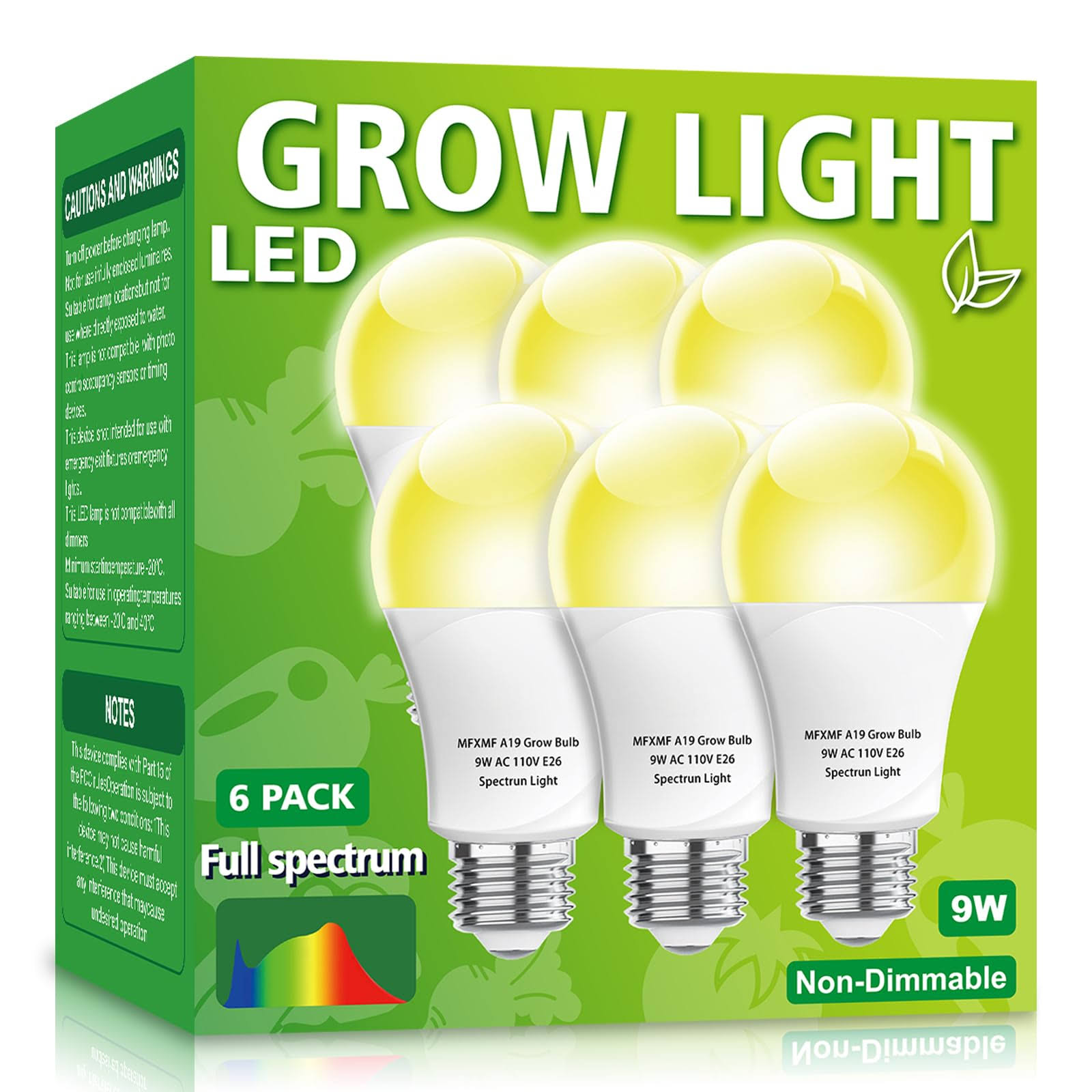 f02a6029766a979871d1708a07ca7a7410124c61272609ba35ada05221dae08e.jpg mfxmf 6 Pack LED Grow Light Bulb A19 Bulb, Full Spectrum Plant Light Bulb, 9W E26 Grow Bulb Replace Up to 80W, Grow Light for Indoor Plants, Flowers - Image 1