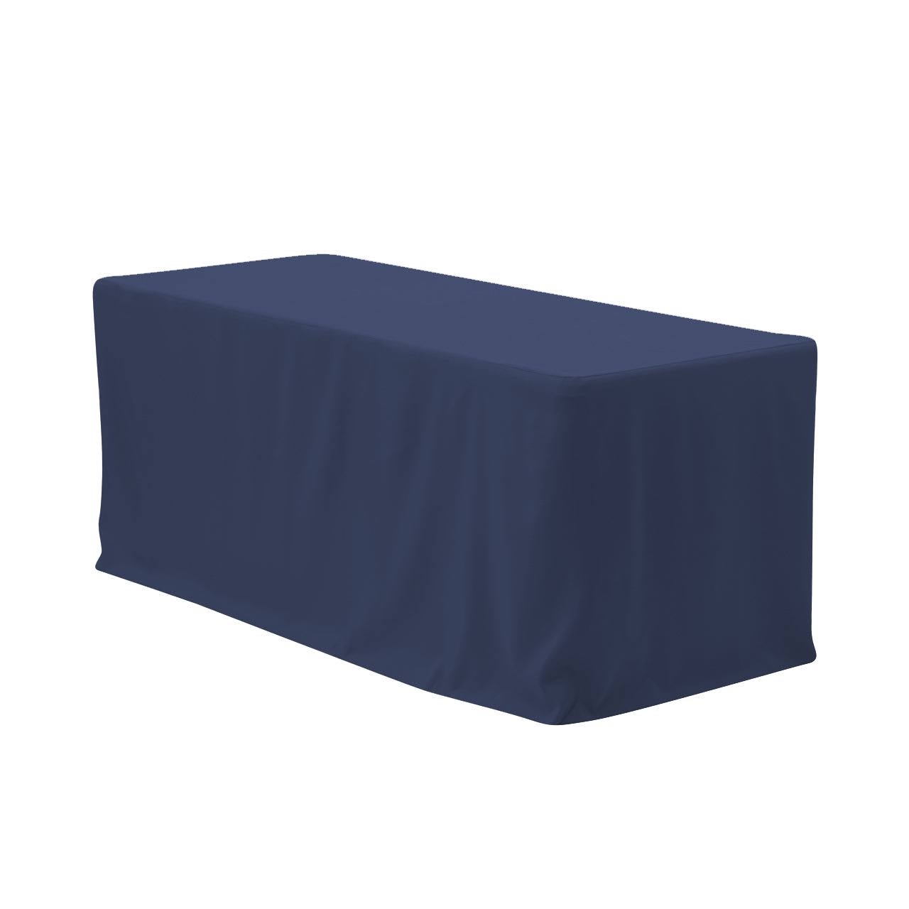 f053161edafa1c22d91a202502a55e007d464c7e584199057b922427ca1057db.jpg Your Chair Covers - 6 ft Polyester Fitted Tablecloth Navy Blue - Image 1