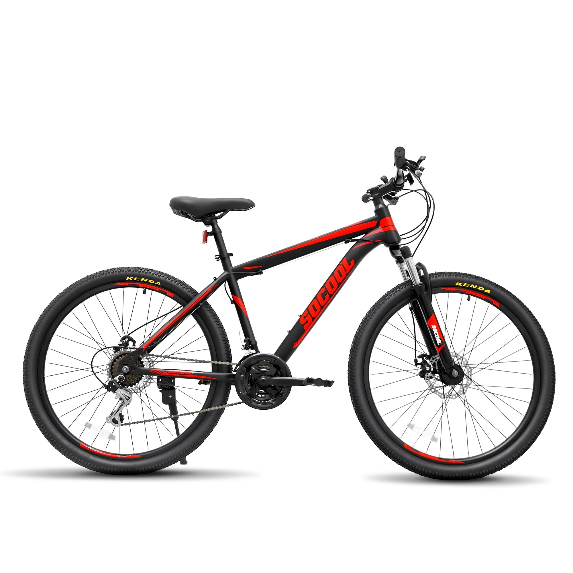 f05392a5ec4dd78084194ad4799719198c89767d5de6fb0bbce39e1f8d2abebe.webp 26" MTB Mountain Bike, Hardtail Bicycle for Mens Womens, Suspension Fork and Dual Disc Brake, 17" Frame, Stainless Steel Frame, 21 Speed Shimano - Black & Red - Image 1