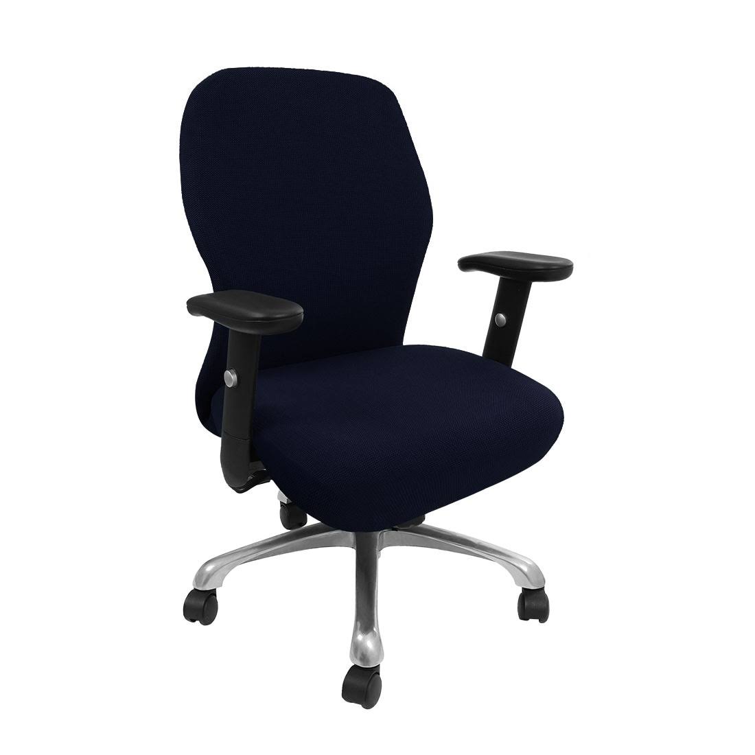 f05971e7538b408195b012ed16082b5ee6454bf7ecf1f6f6bbdf1f4f42a690db.jpg Stretch Waterproof Jacquard Office Swivel Chair Cover Only Armchair Protector - Navy Blue M - Image 1