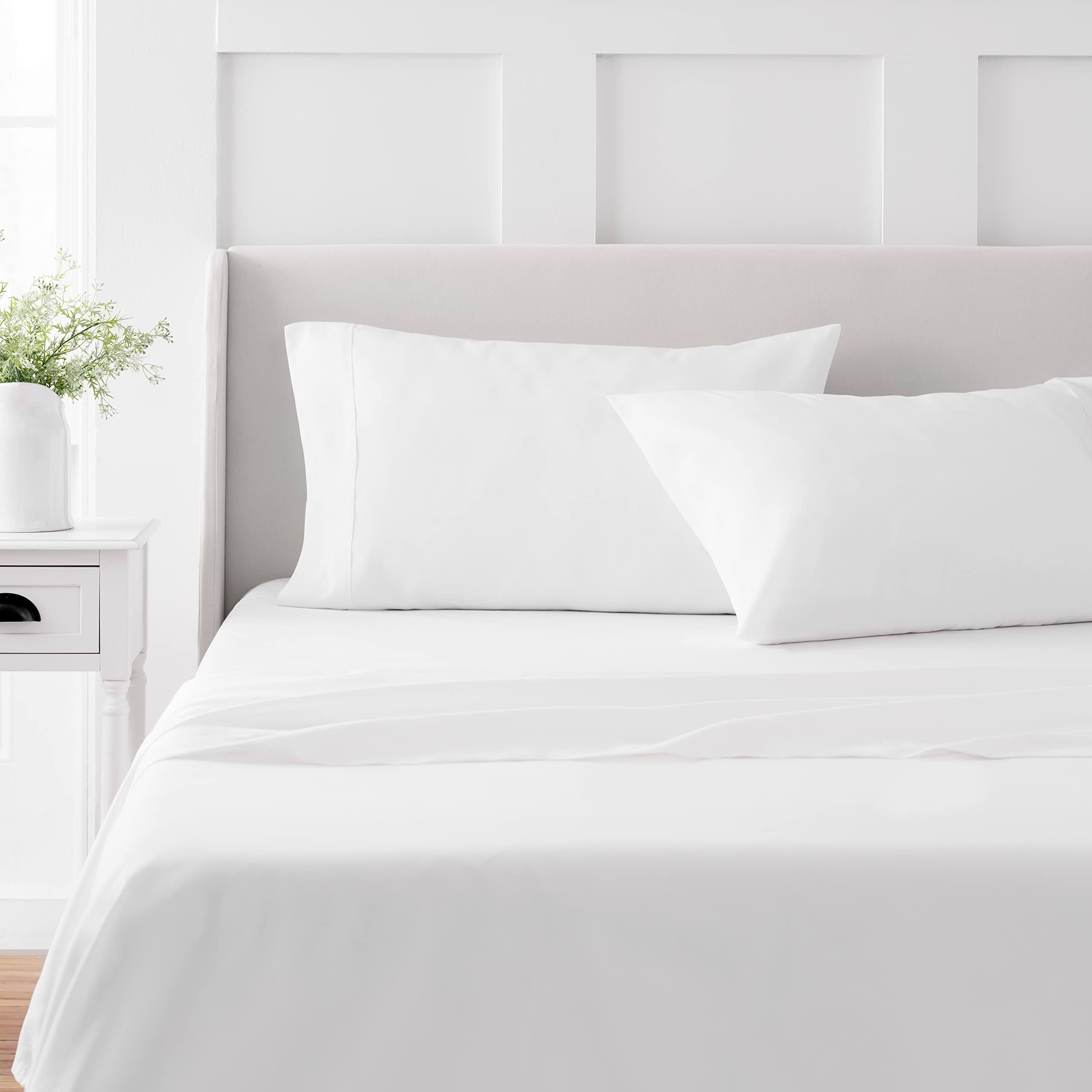 f077d275b50d9ff70a92b68a184d4e5406eb6fd35e1f165c211b0ca4e7a50a3e.jpg Martha Stewart 100% Cotton King Sheet Set - 4 Piece, Soft, Smooth, Durable, Easy Care, 16" Deep Pocket Sheets, Bedding Sheets, S - Image 1