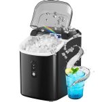 Philergo Nugget Ice Maker Countertop, 33Lbs/24H with Self-Cleaning Function for Home/Kitchen/Office, Black, Size: Small