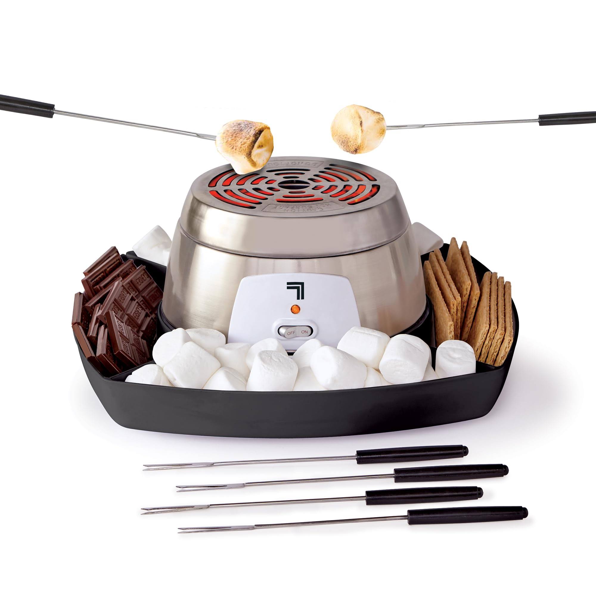 f085105a59642c96d1e60742a7061945f29c3913efa40ceab4c81dc58334b65d.jpg Sharper Image Electric Tabletop S'mores Maker Kit, 6 Skewers & Serving Tray, Easy Clean, Small Kitchen Appliance, Flameless Marshmallow Roaster - Image 1