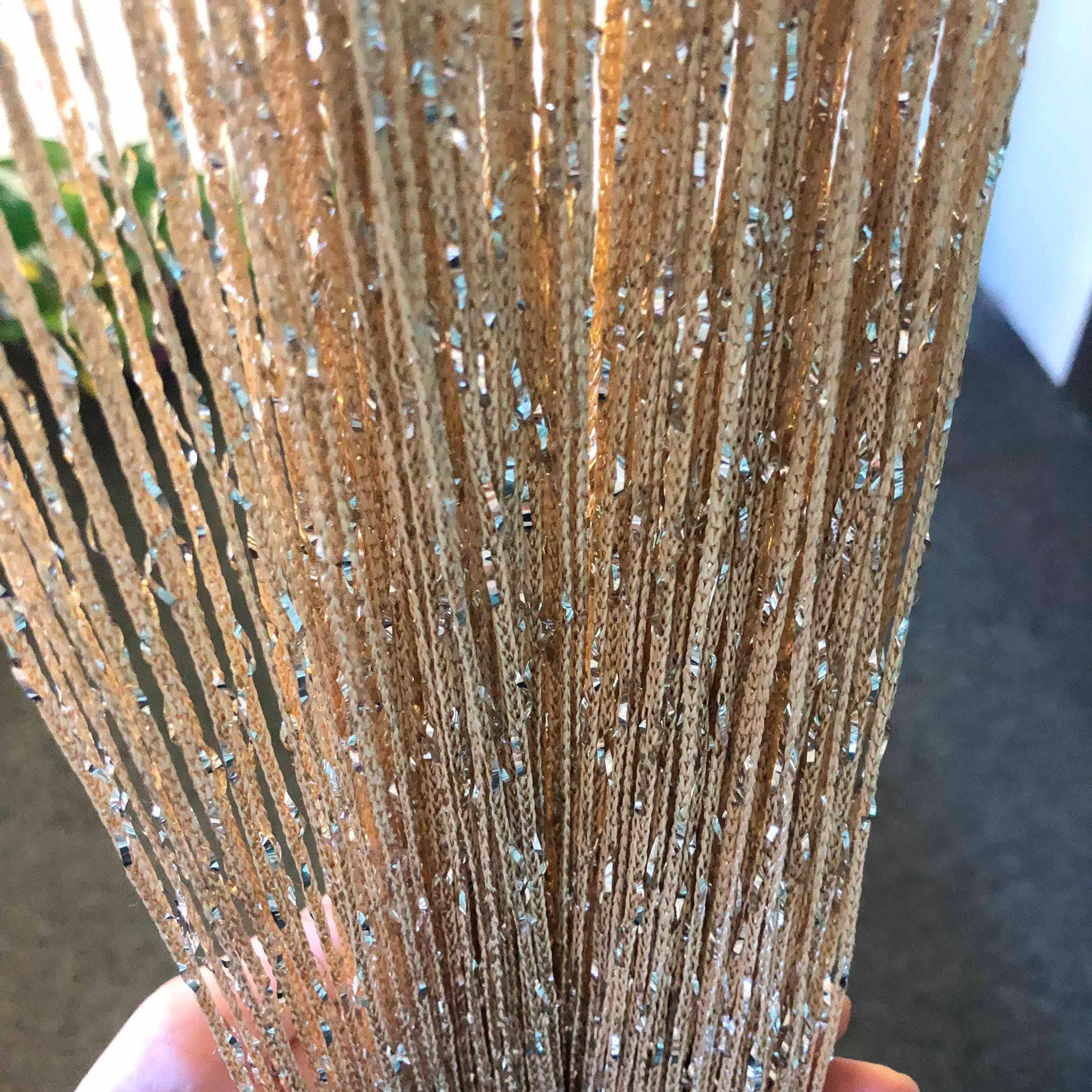 f08bdea26534c9f06b8e10894badc85bbd785cae20d79a2512026c1f60189d9e.jpg HYSENM Vagasi 2 Pack Glitter String Curtains 39x79 inch Fringe Panels Room Divider Fly Screen Home dcor Door Windows Wedding Party Hotel Living Room - Image 1