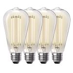 Feit Electric 18574 100-Watt Equivalent ST19 Dimmable Straight Filament Clear Glass Vintage Edison LED Light Bulb, Bright White (4-Pack)