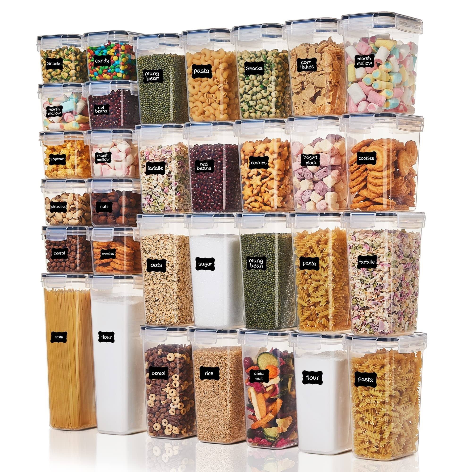 f09d9aefa3bef5246e455be628d2273064ed8bfe043f9851e622048dc0a17d0f.jpg Airtight Food Storage Containers Set, Vtopmart 32pcs Plastic Kitchen and Pantry Organization Canisters, Black - Image 1