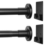 CorkLatta 1 Pack Matte Black Shower Curtain Rod,1 inch Diameter Stainless Steel Adjustable Spring Tension Rods 32 to 80",With Holders,Anti-Slip,No