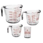 Anchor Hocking Glass Measuring Cups, 4 Piece Set - 5 oz, 1-Cup, 2-Cup, 4-Cup