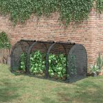 Outsunny 9 x 4ft Crop Cage with Three Zippered Doors, Storage Bag and Ground Stakes, Plant Protection Tent, Black