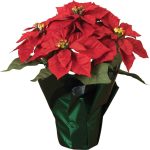 TenWaterloo 14" Potted Red Poinsettia Plant with 5 Flowers, Artificial Potted Poinsettia