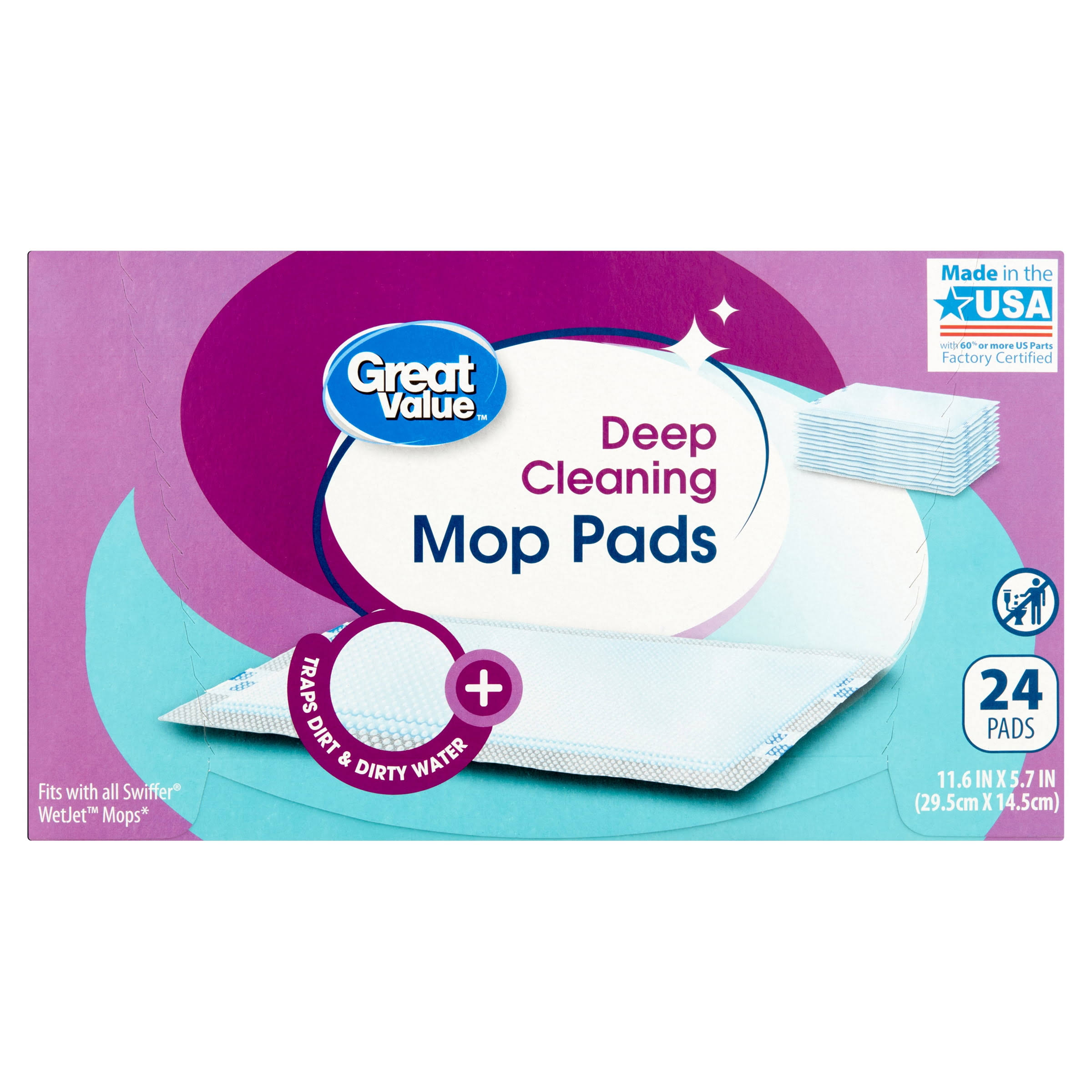 f1391ef2e98f86e3c7472c0008aaf588d20a9365d57391b3ae28cda14fa01ccd.jpg Great Value Deep Cleaning Mop Pads, White - 24 count - Image 1