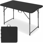 AEDILYS 4ft Portable Plastic Folding Tables for Indoor Outdoor, Black