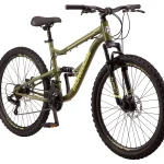 Mongoose Bash Suspension Mountain Bike, 21 Speeds, 26 - Inch Wheels, Green
