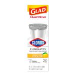 Glad Small Drawstring Trash Bags with Clorox, 4 Gallon, Lemon Fresh Bleach Scent - 20 ct