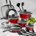 Tramontina PrimaWare 18-Piece Nonstick Cookware Set, Red