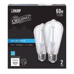 Feit ST19 E26 (Medium) Filament LED Bulb Daylight 60 Watt Equivalence 2 Pk
