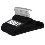 Zenstyle 100 Pack Ultra Thin Velvet Hangers - Black Clothes Suit Hangers, 360 Degree Swivel Hook, Velvet Flocked Surface