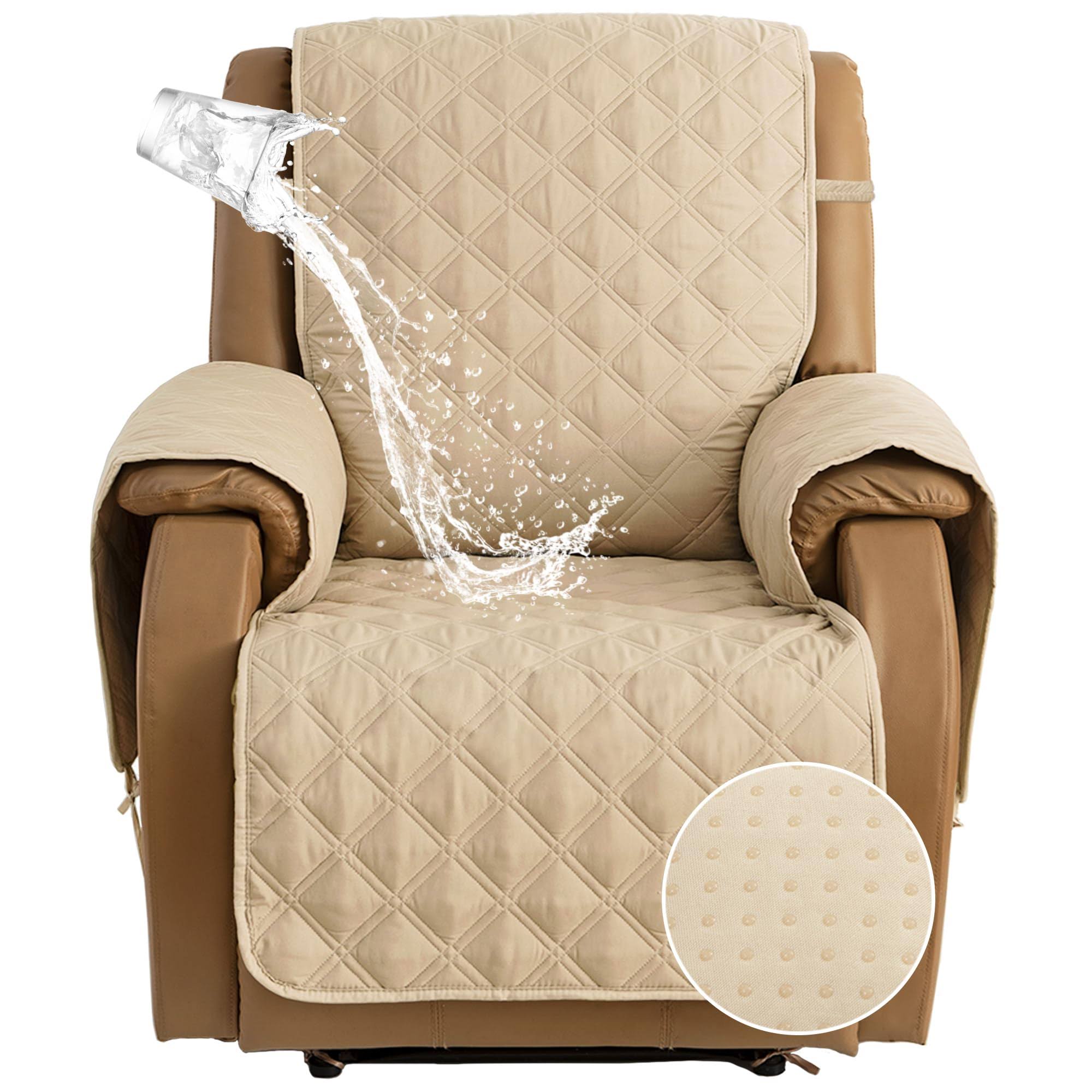 f19c0a00bb6515dade5889872f32d76108fe42bb3f11e8ef6e7d5d2e5c36a743.jpg TOMORO Non-Slip Quilted Recliner Cover - 100% Waterproof Recliner Chair Slipcover Furniture Protector with 5 Storage Pockets, Washable Couch Cover - Image 1