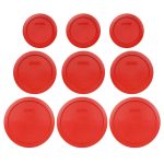 Pyrex (3) 7200-PC, (3) 7201-PC, & (3) 7402-PC Poppy Red Food Storage Replacement Lids