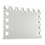 Hollywood Premiere Pro Makeup Mirror with 15 Frosted LED Bulbs Dressing Mirror with Standing Base Impressions Vanity �{ Company Finish: White