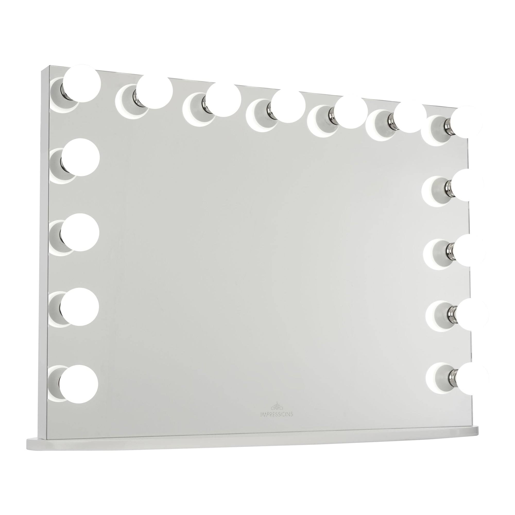 f1c0441560489577af73de9b7c9bd15a66060a5f01e69ca6c4166a87a2566ed5.jpg Hollywood Premiere Pro Makeup Mirror with 15 Frosted LED Bulbs Dressing Mirror with Standing Base Impressions Vanity �{ Company Finish: White - Image 1