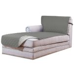 Subrtex Reversible Sofa Chaise Slipcover Protector, Washable Furniture Protector, Chaise Lounge Slip Cover for Pets Dogs with Elastic Adjustable
