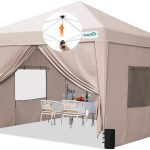 Quictent Privacy 8x8 EZ Pop Up Canopy Tent with Sidewalls, Instant Gazebo Canopy Shelter Enclosed Portable, Mesh Windows & Waterproof (Tan)