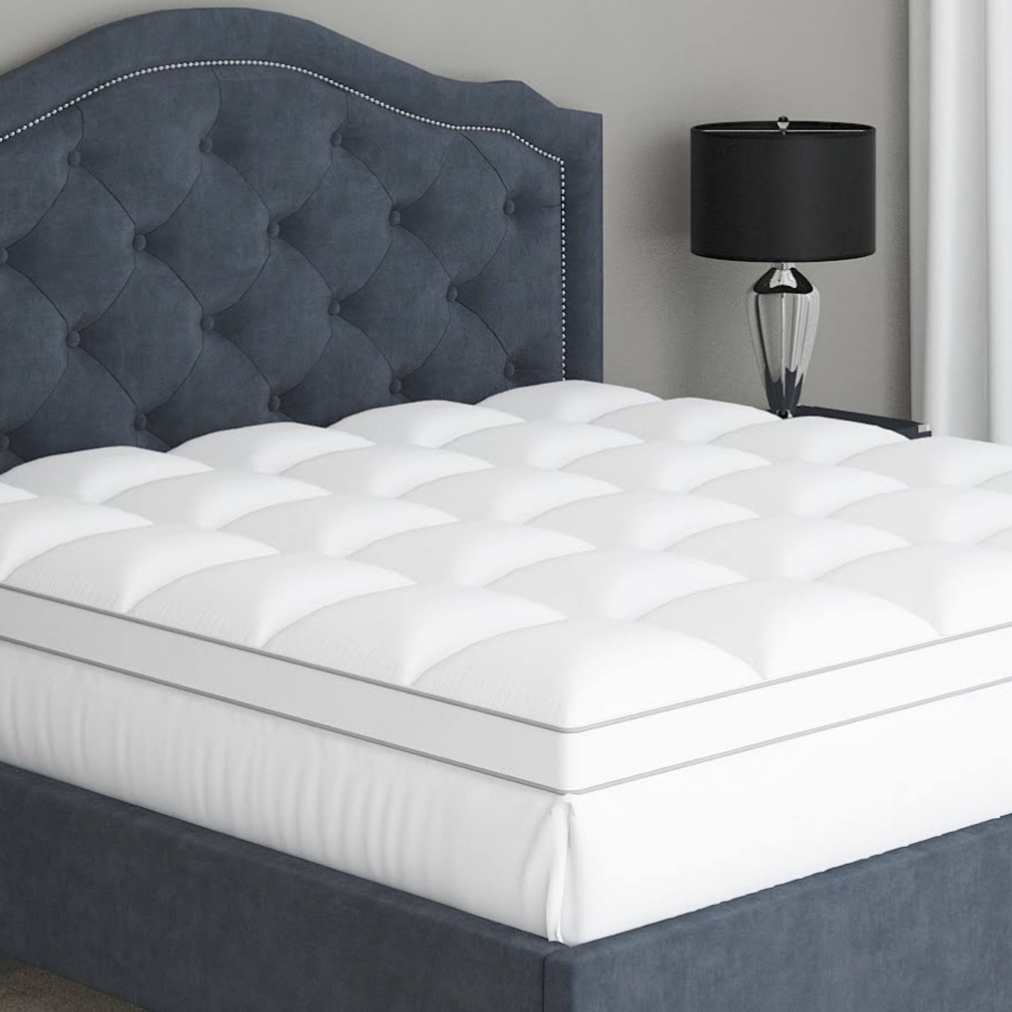 f20165f2e9ce3b350abc65409b53465ec94edbbedcd2a681cfbc491a1e46acb5.jpg Full Cooling Mattress Topper, Pillow-Top Optimum Thickness, Soft 100% Cotton - Image 1