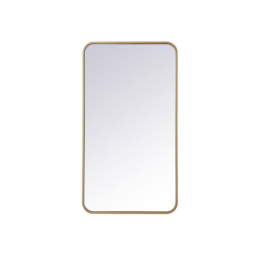 f240fca398df2114d6d096ebeaa86023d85042c5bbf79abd18cbfe7d18d32d06.jpg Sabine Metal Rounded Rectangle Wall Mirror Size: 36'' H x 20'' W Finish: Brass - Image 1
