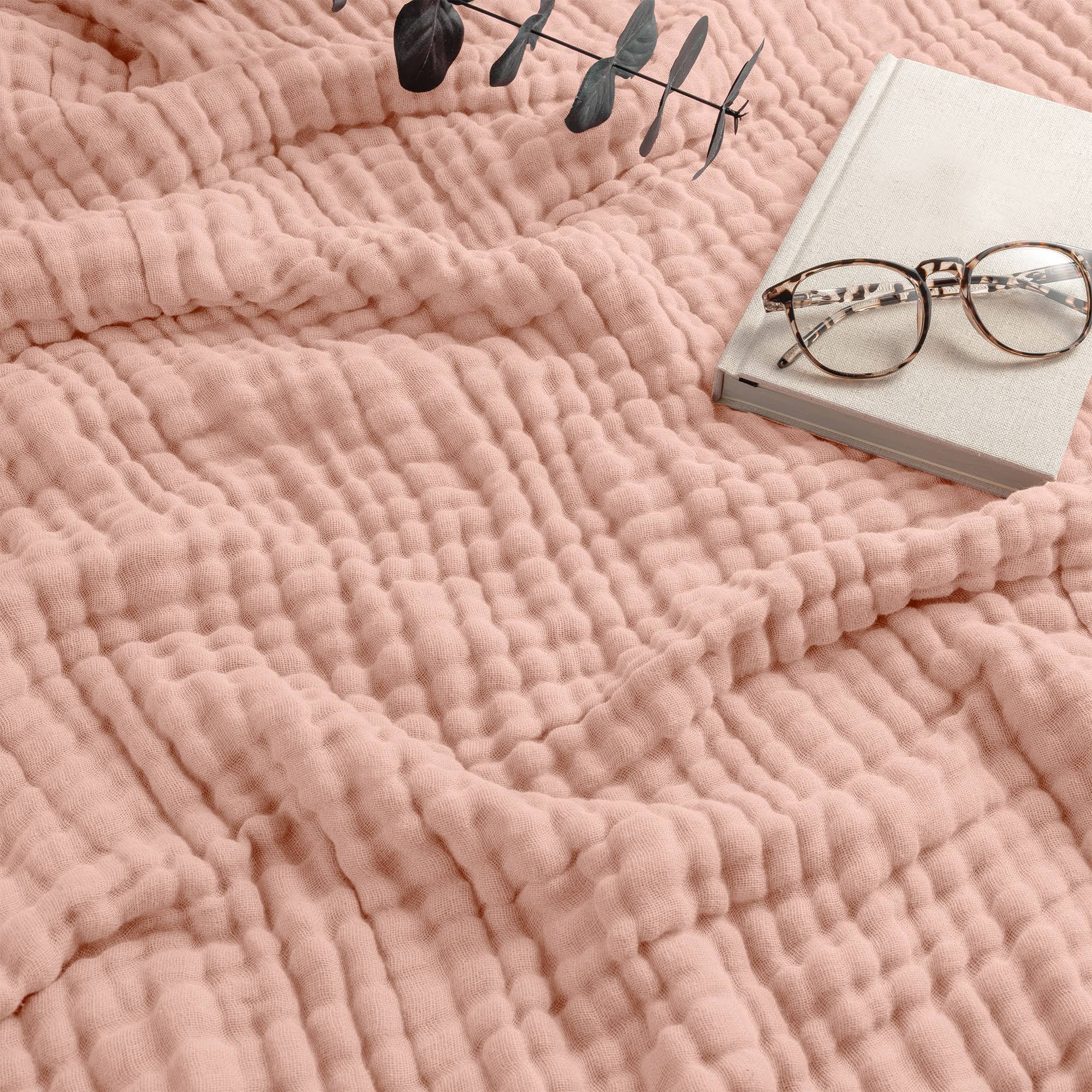 f253b2992200af521568f552317fd5c15f99d39ec7f6a1b6d534a97a81296340.jpg Adult Muslin Blankets Blush / Throw: 50" x 60" - Image 1