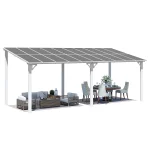 AECOJOY 20'x8' Wall Mounted Gazebos Pergola, White