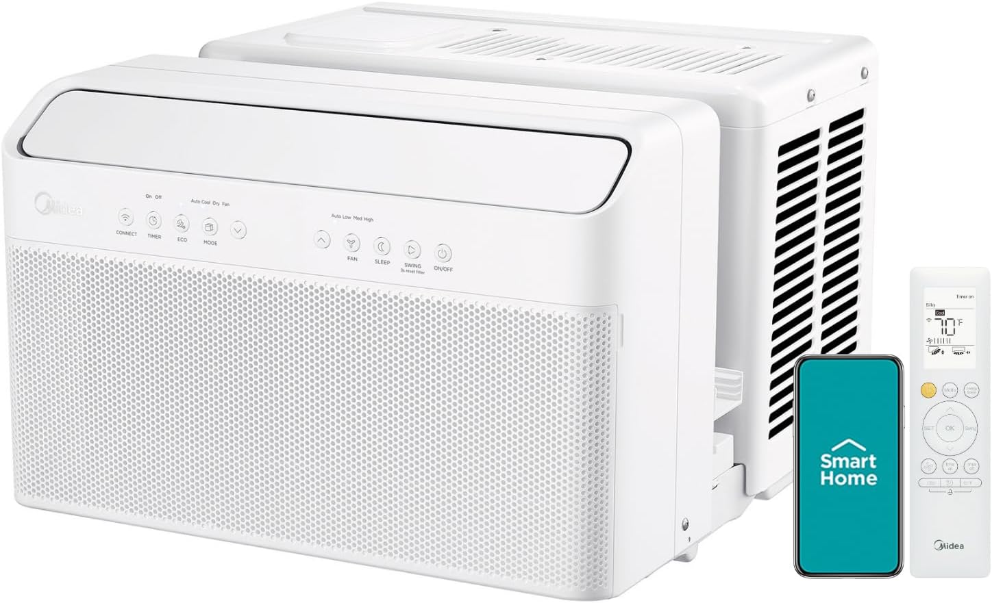 f2551b1f1c3b14ea073dce43d80f5660a5b23c7899a8c54cbaed5e7b25961399.jpg 8.000 BTU U-Shaped Smart Inverter Air Conditioner – Cools up to 350 Sq. Ft.. Ultra Quiet with Open Window Flexibility. Compatible with Alexa. 35% Energy Savings. Remote Control (Renewed) - Image 1