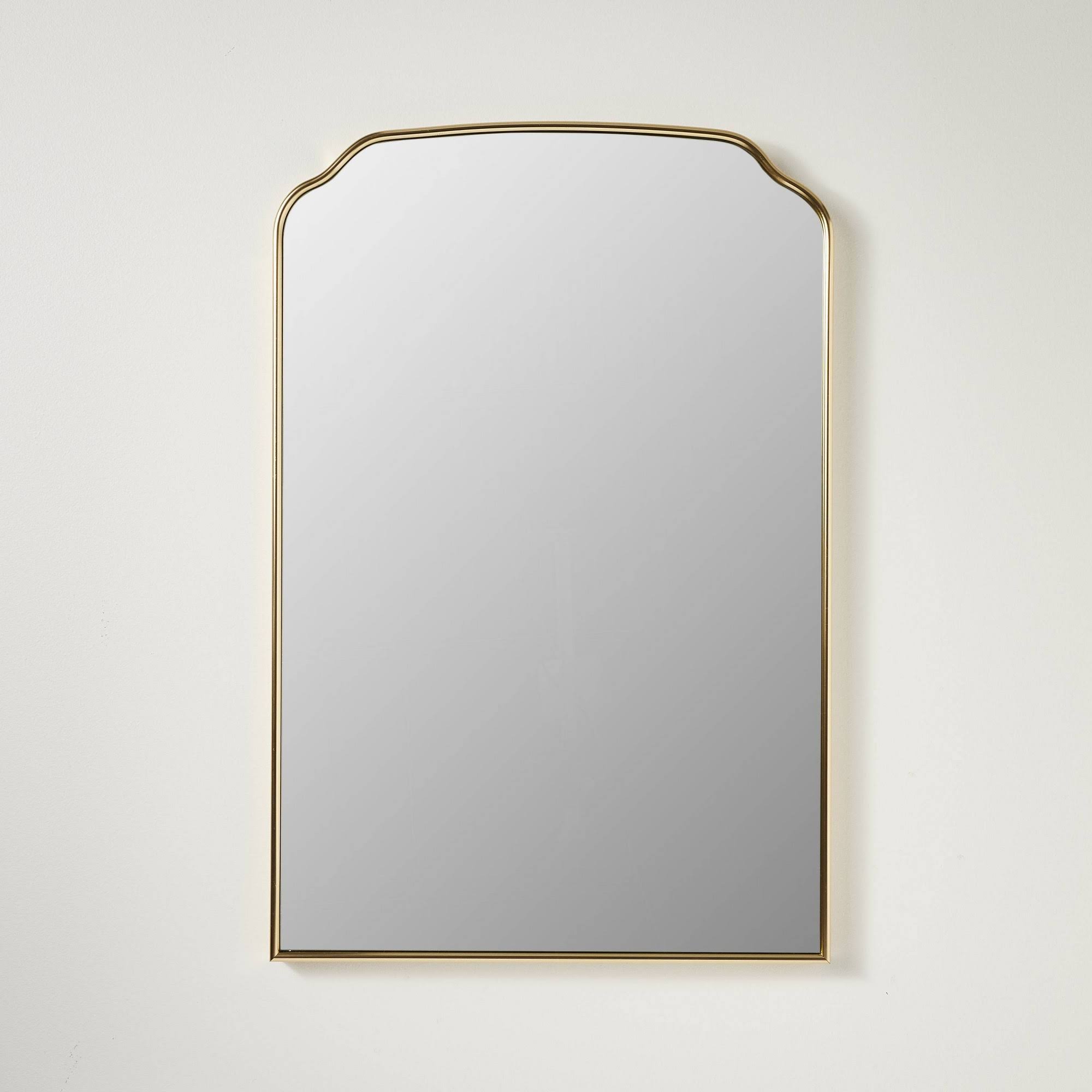 f255e562179cf9c53f6f3e1346113f7d895eb343e2b4aa1a41fe14c6a83336f7.jpg 20"x30" Romantic Arch Aluminum Wall Mirror Brass - Threshold Designed with Studio McGee - Image 1