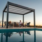 PERGOLUX Metal Pergola 'Skydance' | 13' x 19', Aluminium, Electric Adjustable Louvered Roof, Modern Scandinavian Design, Anthracite