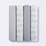Flannel Baby Blankets Two by Two 4pk - Cloud Island Gray (Grey)