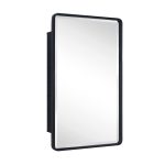 17 Stories 6FDB90DF479C48A9808F6E29FC92C4F4 Farmhouse Recessed Metal Bathroom Medicine Cabinets with Mirror with Adjustable Tempered Glass Shelves