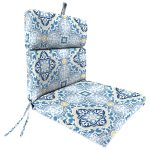 Jordan Manufacturing 9502PK1-5885D 22 x 44 in. Rave Linen Geometric Rectangular French Edge Outdoor Chair Cushion with Ties & Hanger Loop Blue