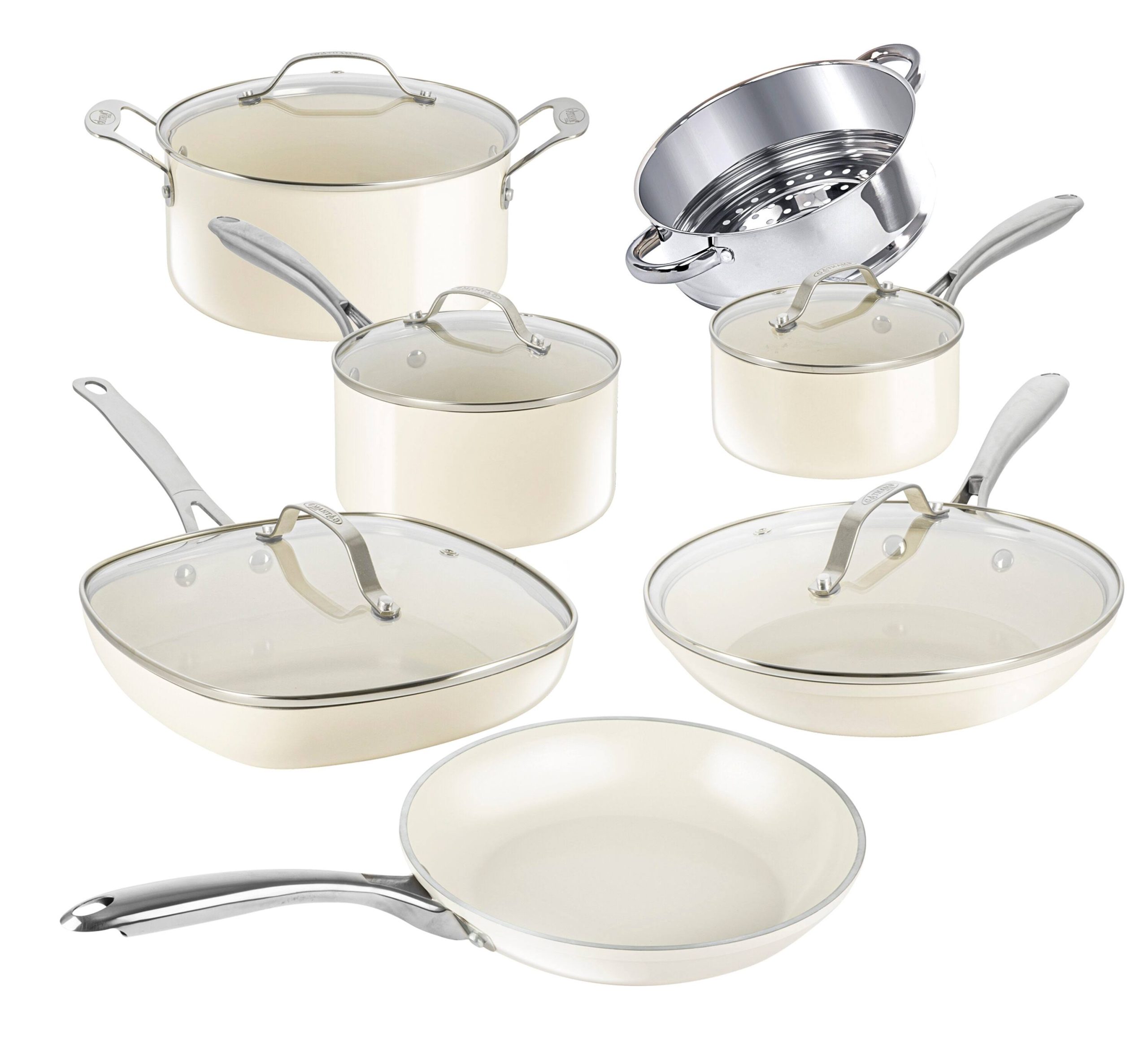 f2953d000775cedf4fc91fac9928ef6a00f0fb221d26f5d6cec134bcdb77981b.jpg Gotham Steel Natural Collection 12 Piece Cookware Set in Cream - Image 1