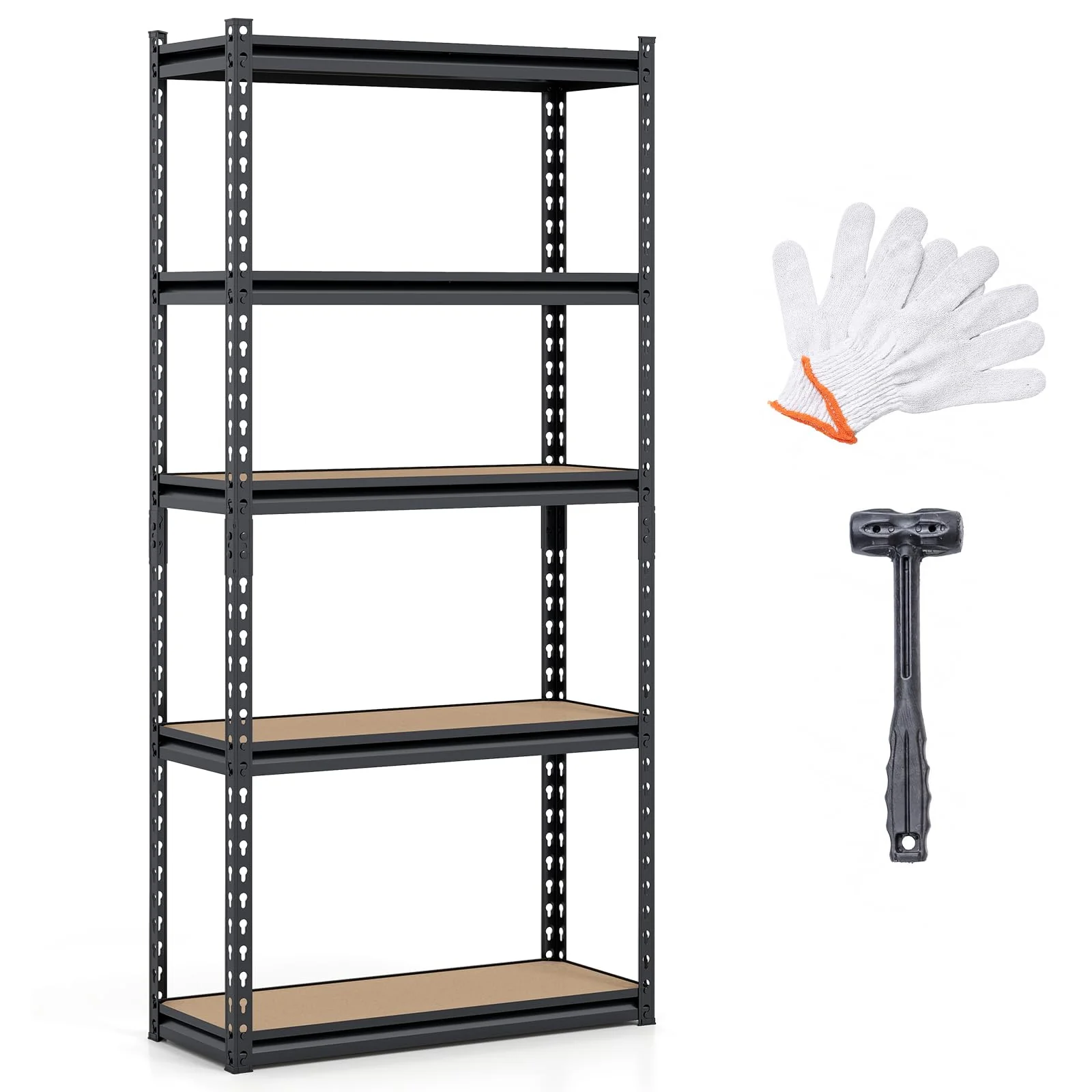 f2b51b4d16ed3375ef2c61bef2034be28c2ebeabbee36472b43cf6b53ac762a2.webp Tangkula 5-Tier Heavy Duty Garage Shelving Units w/Adjustable Utility Rack (30" W x 12" D x 60" H) - Image 1