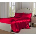 Levinsohn Textile Company Charmeuse Satin Sheet Set, Size: King, Red