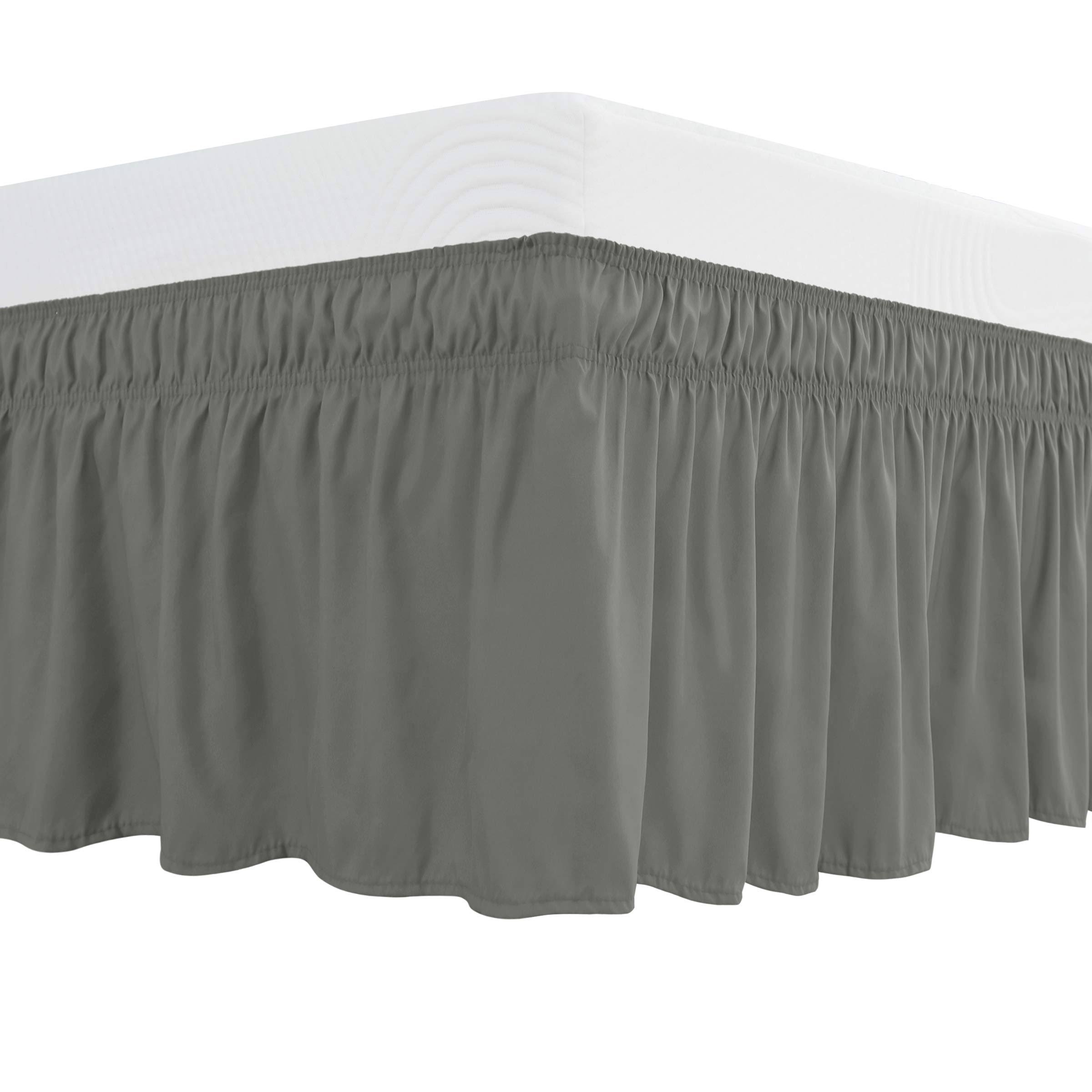 f2e8e2acc48387b6705695b6b0c4faa77a55556429dd8634e1f6712ffde2fdbb.jpg Subrtex Bed Skirt Easy Fit with Adjustable Elastic Belt 15/16 inch Drop Wrap Around Dust Ruffle Elastic Elegant Silky Smooth Soft Microfiber - Image 1