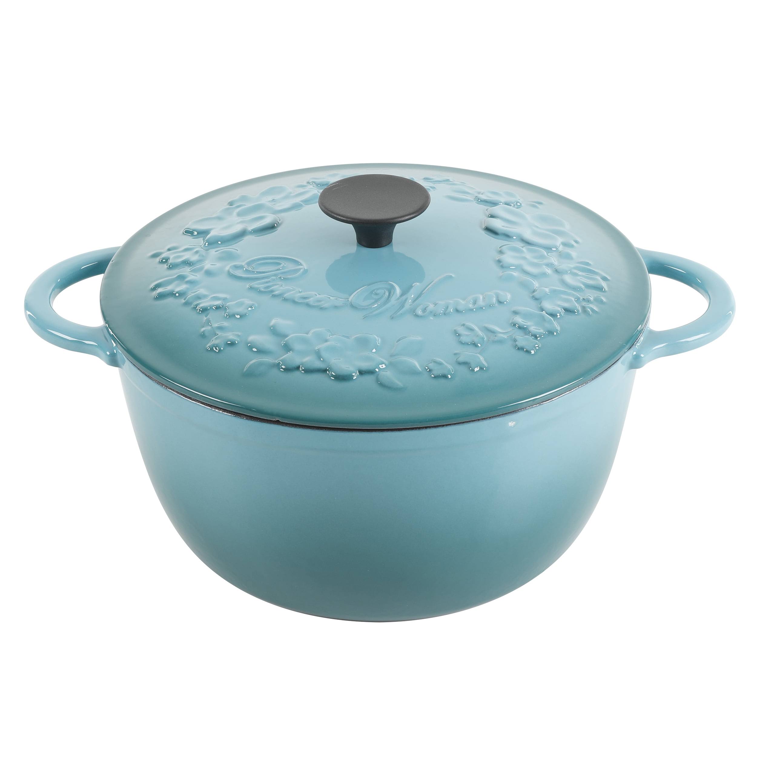 f34574b8c0b2f15c9cebf4682520ca7122e1b3c75dae6aaf517a3ad3b6f503f0.jpg The Pioneer Woman Timeless Beauty Enamel on Cast Iron Dutch Oven - Turquoise - 6 qt - Image 1