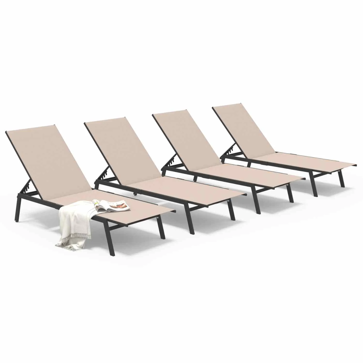 f3606acc5ad268169a5da8640a1337ef2803d24023bdfe52ad7265d20371aaa5.webp AECOJOY Patio Lounge Chairs, Outdoor Chaise Lounge with Wheels, Beige, 4PCS - Image 1