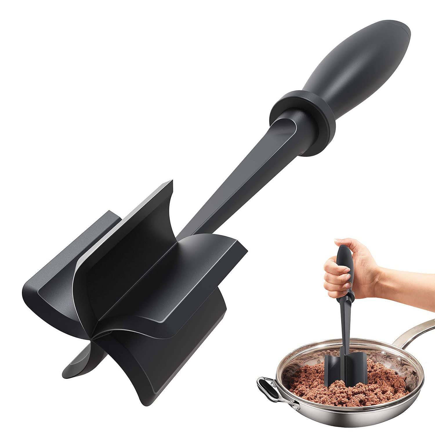 f36a776ab204eaf5a544801ff00f4795d9822bf5c5f5b958aeb7d0995aa8000e.jpg Upgrade Meat Chopper, Heat Resistant Meat Masher for Hamburger Meat, Ground Beef Smasher, Nylon Hamburger Chopper Utensil, Ground Meat Chopper, Non - Image 1